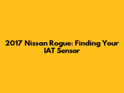 2017 Nissan Rogue: Finding Your IAT Sensor
