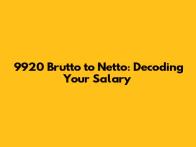 9920 Brutto to Netto: Decoding Your Salary