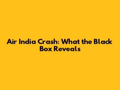 Air India Crash: What the Black Box Reveals