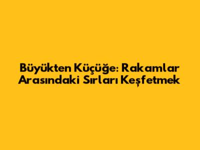 Büyükten Küçüğe: Rakamlar Arasındaki Sırları Keşfetmek