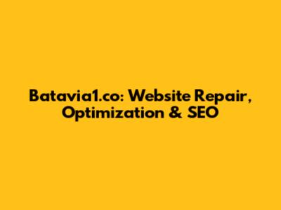 Batavia1.co: Website Repair, Optimization & SEO