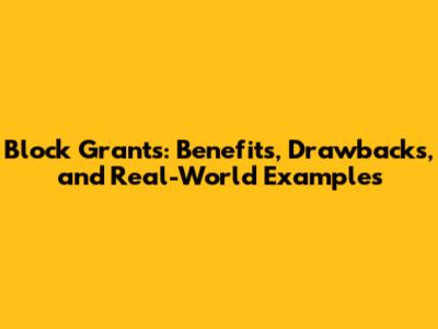 Block Grants: Benefits, Drawbacks, and Real-World Examples