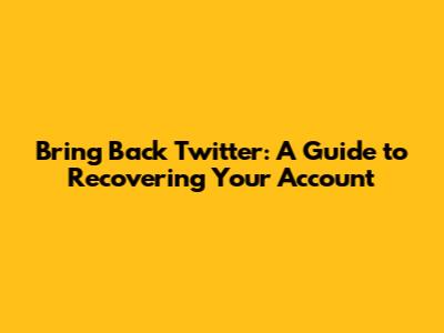 Bring Back Twitter: A Guide to Recovering Your Account