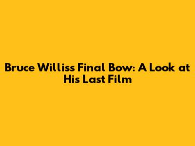 Bruce Willis's Final Bow: A Look at His Last Film
