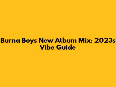 Burna Boy's New Album Mix: 2023's Vibe Guide