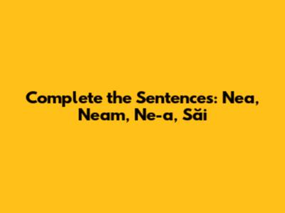 Complete the Sentences: Nea, Neam, Ne-a, Săi