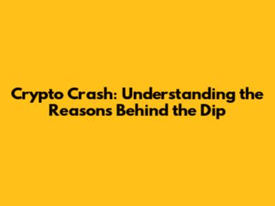 Crypto Crash: Understanding the Reasons Behind the Dip