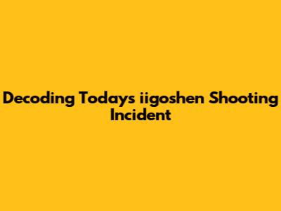Decoding Today's iigoshen Shooting Incident