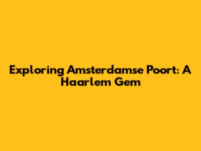 Exploring Amsterdamse Poort: A Haarlem Gem