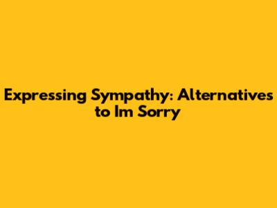 Expressing Sympathy: Alternatives to "I'm Sorry"