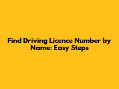 Find Driving Licence Number by Name: Easy Steps