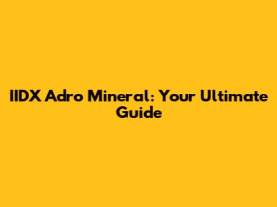 IIDX Adro Mineral: Your Ultimate Guide