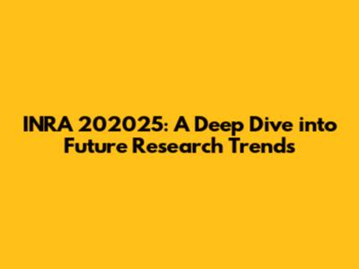 INRA 202025: A Deep Dive into Future Research Trends