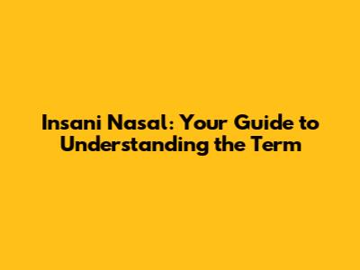 Insani Nasal: Your Guide to Understanding the Term