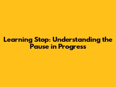 Learning Stop: Understanding the Pause in Progress