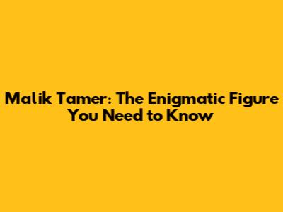 Malik Tamer: The Enigmatic Figure You Need to Know
