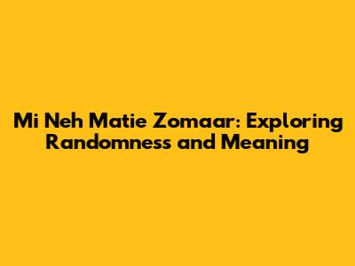 Mi Neh Matie Zomaar: Exploring Randomness and Meaning