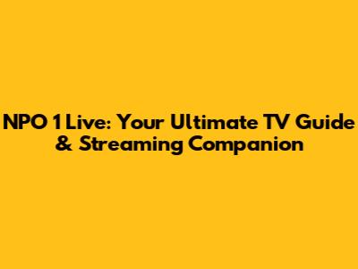 NPO 1 Live: Your Ultimate TV Guide & Streaming Companion