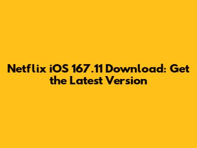 Netflix iOS 167.11 Download: Get the Latest Version