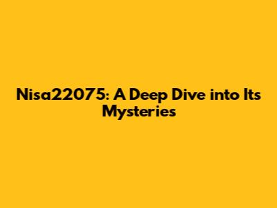 Nisa22075: A Deep Dive into Its Mysteries