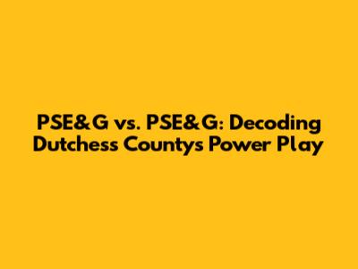 PSE&G vs. PSE&G: Decoding Dutchess County's Power Play