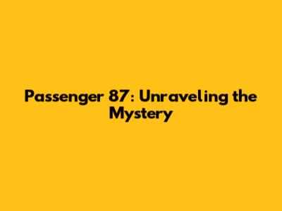 Passenger 87: Unraveling the Mystery