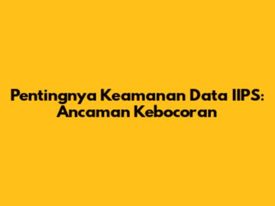 Pentingnya Keamanan Data IIPS: Ancaman Kebocoran