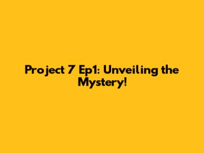 Project 7 Ep1: Unveiling the Mystery!