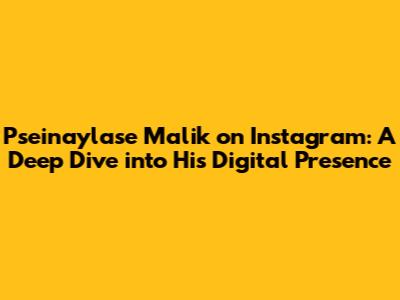 Pseinaylase Malik on Instagram: A Deep Dive into His Digital Presence