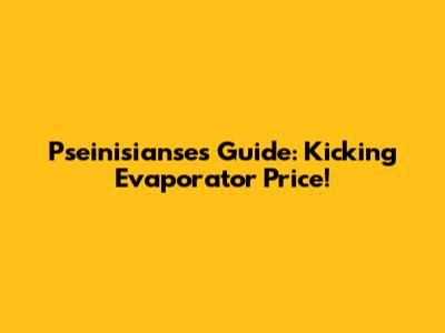 Pseinisianse's Guide: Kicking Evaporator Price!