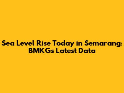 Sea Level Rise Today in Semarang: BMKG's Latest Data