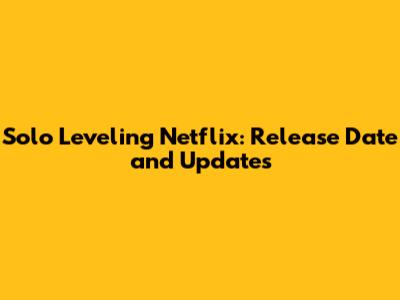 Solo Leveling Netflix: Release Date and Updates