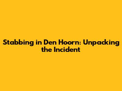 Stabbing in Den Hoorn: Unpacking the Incident