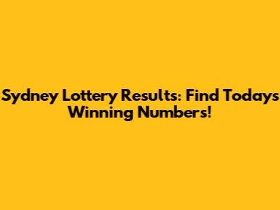 Sydney Lottery Results: Find Today's Winning Numbers!