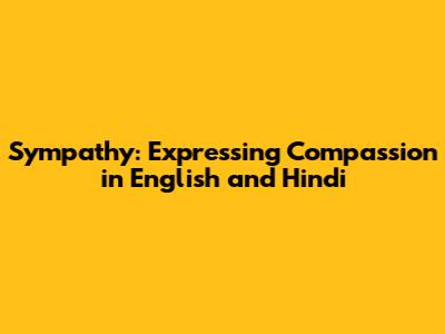 Sympathy: Expressing Compassion in English and Hindi