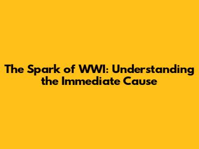 The Spark of WWI: Understanding the Immediate Cause