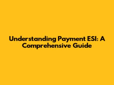 Understanding Payment ESI: A Comprehensive Guide
