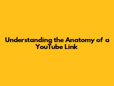 Understanding the Anatomy of a YouTube Link