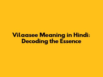 Vilaasee Meaning in Hindi: Decoding the Essence