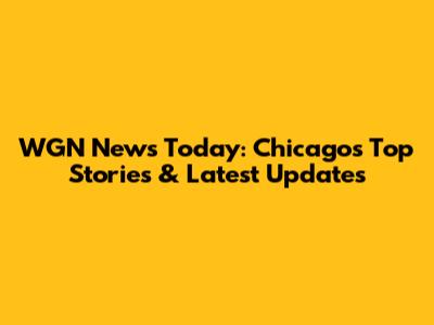 WGN News Today: Chicago's Top Stories & Latest Updates