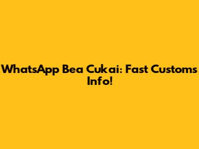 WhatsApp Bea Cukai: Fast Customs Info!