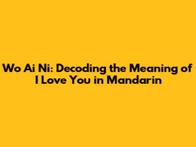 Wo Ai Ni: Decoding the Meaning of 'I Love You' in Mandarin