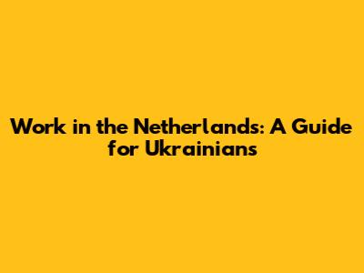 Work in the Netherlands: A Guide for Ukrainians