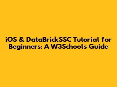 iOS & DataBrickSSC Tutorial for Beginners: A W3Schools Guide
